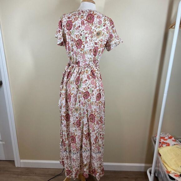 PrettyGarden Maxi Dress Women's XL Multicolor Floral Rayon Short Sleeves V-Neck - Picture 5 of 10